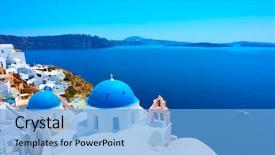  Presentation with orthodox - Presentation design featuring greek orthodox church with blue background and a light blue colored foreground