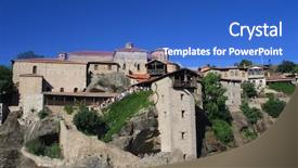  Presentation with orthodox - Beautiful slides featuring greek orthodox monastery in meteora thessalia backdrop and a cobalt blue colored foreground