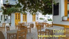  Presentation with greek - Theme having greek-outdoors-tavern-restaurant background and a tawny brown colored foreground
