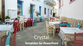  Presentation with greek - Presentation theme with greek-outdoors-tavern-restaurant background and a gray colored foreground