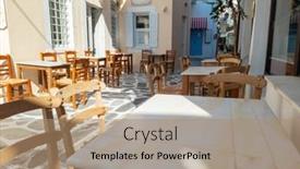  Presentation with greek - Presentation with greek-outdoors-traditional-tavern-restaurant background and a coral colored foreground