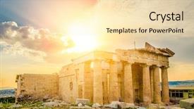  Presentation with greek pillars - Slide deck consisting of greek pillars - sun over the erechtheum temple background and a lemonade colored foreground