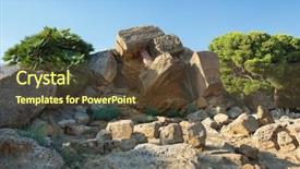  Presentation with greek pillars - PPT theme consisting of greek pillars - view of the ruins background and a tawny brown colored foreground