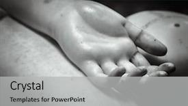  Presentation with stone - Theme enhanced with greek roman temple - stone statue detail of human background and a light gray colored foreground