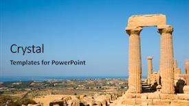  Presentation with greek columns - Audience pleasing slide set consisting of greek ruins - dorics columns and panorama backdrop and a light blue colored foreground
