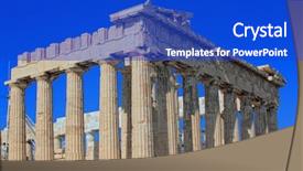  Presentation with culture heritage greece - Audience pleasing PPT theme consisting of greek ruins - parthenon in acropolis athens greece backdrop and a  colored foreground
