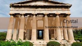  Presentation with greek - Beautiful presentation theme featuring greek ruins in athens backdrop and a coral colored foreground