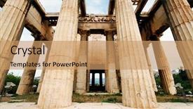  Presentation with greek column - Presentation having greek ruins in athens background and a coral colored foreground