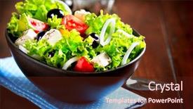  Presentation with mediterranean food - Beautiful presentation design featuring greek salad bowl mediterranean salad backdrop and a wine colored foreground