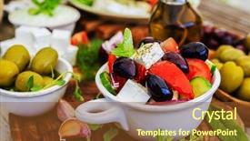  Presentation with greek - Audience pleasing theme consisting of greek salad choriatiki backdrop and a  colored foreground