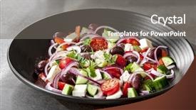  Presentation with black and green - PPT theme featuring greek salad in black bowl background and a  colored foreground