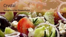  Presentation with technology green and black - Slide deck consisting of greek salad in closeup tomatoes background and a coral colored foreground