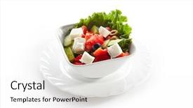  Presentation with feta cheese - Slide deck with greek salad in light plate background and a white colored foreground