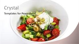  Presentation with food white - PPT theme with greek-salad-in-white-bowl background and a white colored foreground