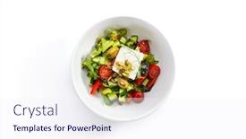  Presentation with cucumbers - Amazing slide set having greek-salad-in-white-bowl backdrop and a sky blue colored foreground