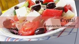  Presentation with greek - Theme with greek salad on a rustic background and a coral colored foreground