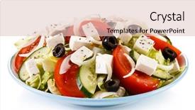  Presentation with greek - PPT layouts consisting of greek salad on white background background and a lemonade colored foreground