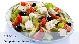  Presentation with greek - Presentation with greek-salad-on-white-background background and a sky blue colored foreground