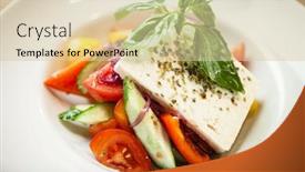  Presentation with cucumbers - Beautiful PPT theme featuring greek salad tomatoes cucumbers paprika olives of kalamata red onions feta cheese olive oil backdrop and a lemonade colored foreground