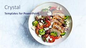  Presentation with greek - Presentation theme consisting of greek-salad-with-chicken-top background and a sky blue colored foreground