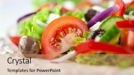  Presentation with healthy nutrition - Amazing slides having greek salad with feta cheese backdrop and a coral colored foreground