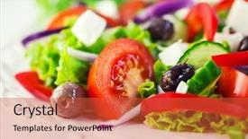  Presentation with feta cheese - Presentation theme enhanced with greek salad with feta cheese background and a red colored foreground