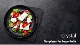  Presentation with feta cheese - Presentation theme with greek-salad-with-fresh-vegetables background and a dark gray colored foreground