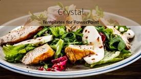  Presentation with grilled chicken - Colorful presentation theme enhanced with greek-salad-with-grilled-chicken backdrop and a coral colored foreground