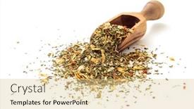  Presentation with greek - Presentation theme with greek-seasoning-in-wooden-scoop background and a  colored foreground