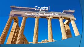  Presentation with greek columns - Presentation with greek solider - angle shot of ancient columns background and a ocean colored foreground