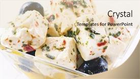  Presentation with greek feta cheese famous dairy - Colorful PPT theme enhanced with greek solider - pickled feta cheese with herbs backdrop and a lemonade colored foreground