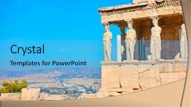  Presentation with greek - Amazing theme having greek solider - porch of the caryatids backdrop and a light blue colored foreground