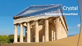 Presentation with culture heritage greece - Amazing slide set having greek solider - temple of hephaestus in athens backdrop and a teal colored foreground