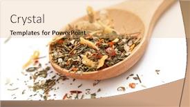  Presentation with spoon - Presentation consisting of greek-spices-mix-in-wooden background and a yellow colored foreground