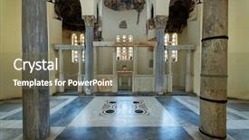  Presentation with interior design yellow and green - Slides consisting of greek temple - church interior acropolis greece background and a  colored foreground