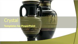  Presentation with gold black - Presentation theme enhanced with greek vases with gold ornament background and a tawny brown colored foreground