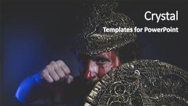  Presentation with warrior - Amazing presentation having greek war sword - bearded man warrior with metal backdrop and a dark gray colored foreground