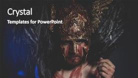  Presentation with sword shield - Audience pleasing presentation theme consisting of greek war sword - magic bearded man warrior backdrop and a dark gray colored foreground