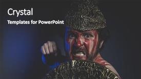  Presentation with warrior - Amazing presentation theme having greek war sword - medieval bearded man warrior backdrop and a dark gray colored foreground