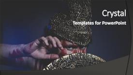  Presentation with warrior - Presentation theme enhanced with greek war sword - medieval bearded man warrior background and a dark gray colored foreground