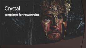  Presentation with greek mythology - Slides consisting of greek war sword - mythology bearded man warrior background and a dark gray colored foreground