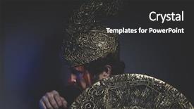  Presentation with greek mythology - Cool new PPT theme with greek war sword - mythology bearded man warrior backdrop and a dark gray colored foreground