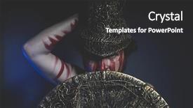  Presentation with warrior - Amazing presentation having greek war sword - soldier bearded man warrior backdrop and a dark gray colored foreground