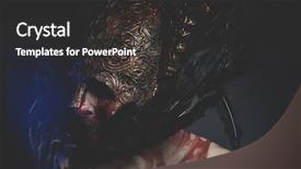  Presentation with geometric shapes - Presentation theme with greek war sword - viking magician fighter with shield background and a dark gray colored foreground