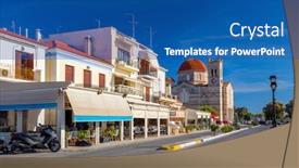  Presentation with weekend - Cool new theme with greek-weekend-beautiful-small-town backdrop and a ocean colored foreground