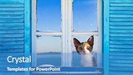  Presentation with greek - Amazing PPT layouts having greek window with blue shutters backdrop and a teal colored foreground