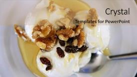  Presentation with green yogurt - Presentation theme with greek yogurt dessert with honey background and a coral colored foreground
