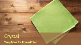  Presentation with napkin - Colorful presentation theme enhanced with green - cloth napkin on wooden background backdrop and a tawny brown colored foreground