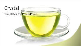  Presentation with tea cup - Cool new slide deck with green - cup of tea isolated backdrop and a white colored foreground