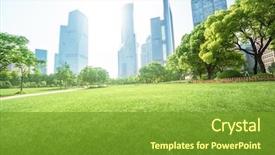  Presentation with financial center - Beautiful presentation featuring green - park in lujiazui financial center backdrop and a tawny brown colored foreground